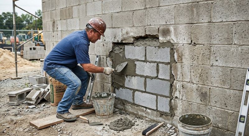 Cinder Block Wall Repair in Travelers Rest, SC