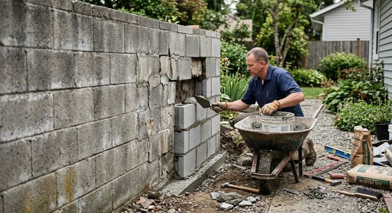 Cinder Block Wall Repair in Travelers Rest, SC