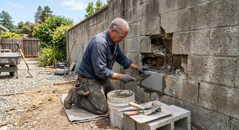 Cinder Block Wall Repair in Travelers Rest, SC